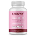 BESTVITE Vegan Vitamin D3 5000 IU + Vitamin K2 MK-7 - 120 Capsules
