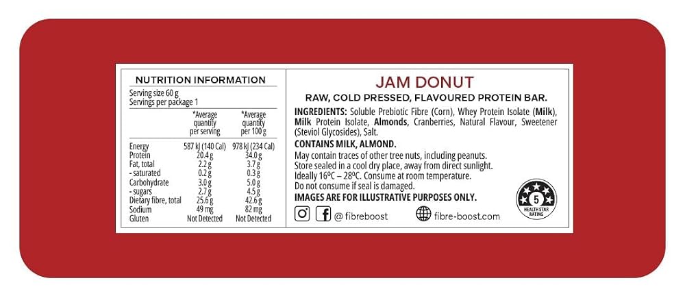 Fibre Boost Cold Pressed Jam Donut Protein Bar - 12 Count - image 2