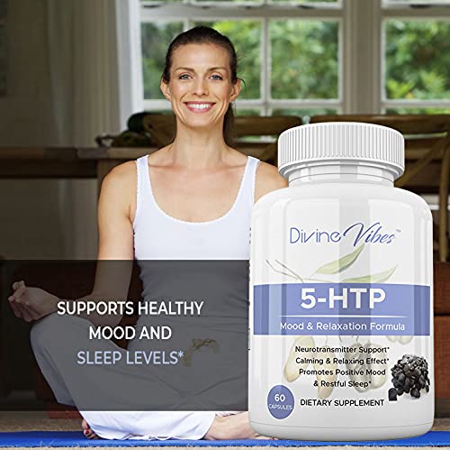 Divine Vibes 5-HTP 200mg Plus Calcium for Mood & Sleep - 60 Capsules - image 3