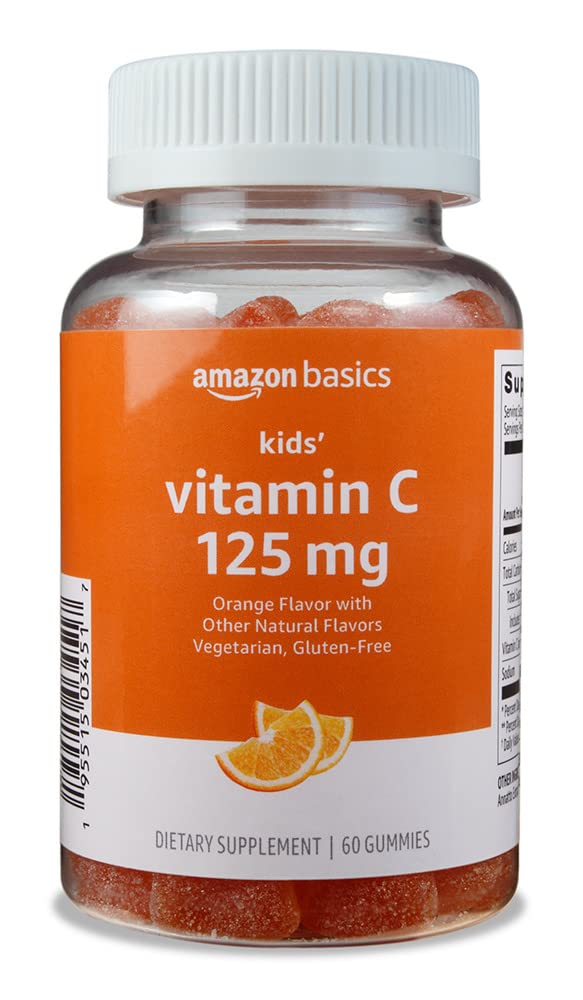 Amazon Basics Kids' Vitamin C 125mg Gummies, Orange Flavor - 60 Count