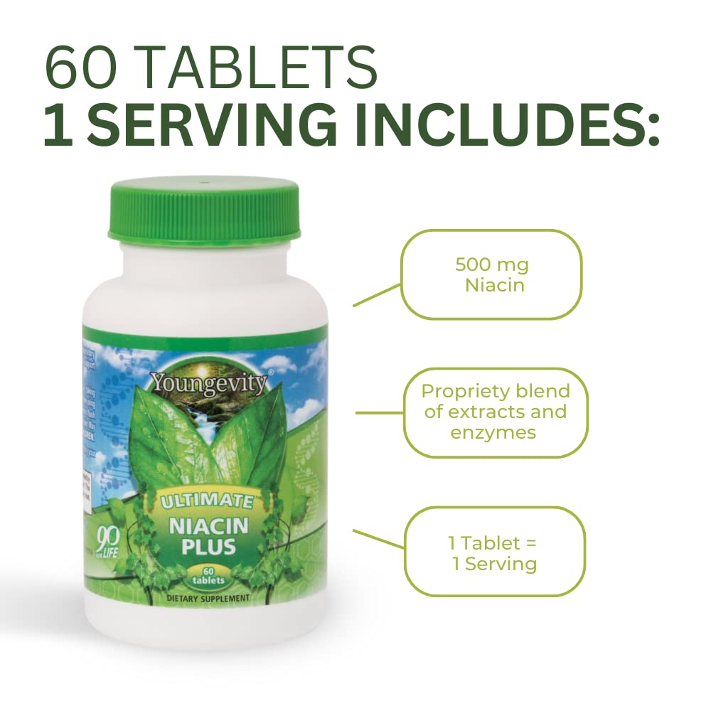 Youngevity Ultimate Niacin Plus 500 mg Cardiovascular Support - 60 Tablets - image 4