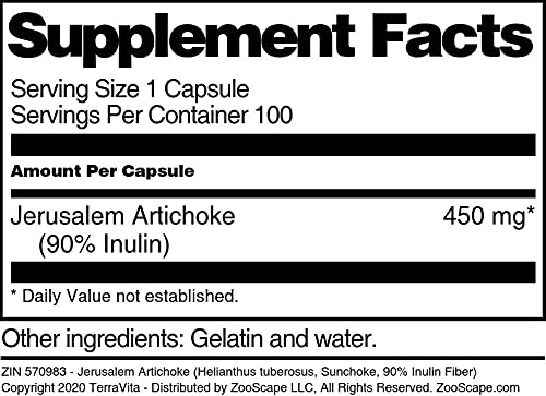 Terravita Jerusalem Artichoke Inulin Fiber - 100 Capsules - image 4