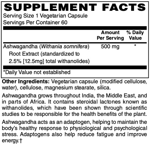 Netrition Ashwagandha Extract 500mg - 60 Vegetarian Capsules - image 2