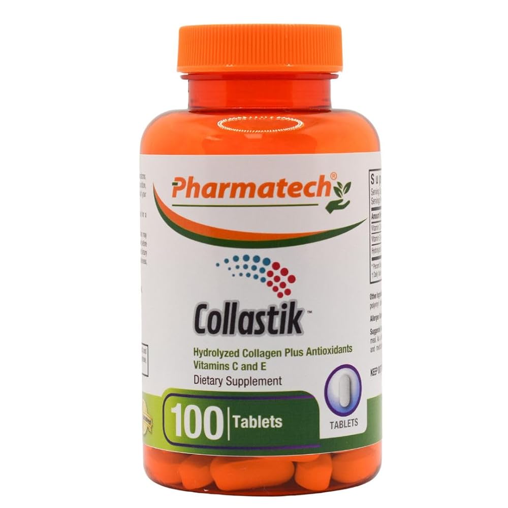 PHARMATECH Collastik Hydrolyzed Collagen with Vitamins C and E - 100 Tablets