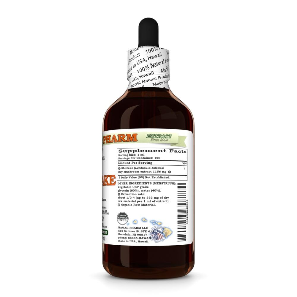 Hawaii Pharm Shiitake (Lentinula edodes) Mushroom Alcohol-Free Extract