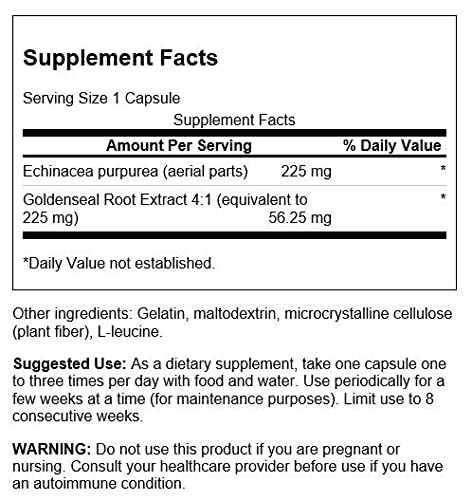 Swanson Echinacea with Goldenseal Root Immune Support - 250 Capsules - image 3