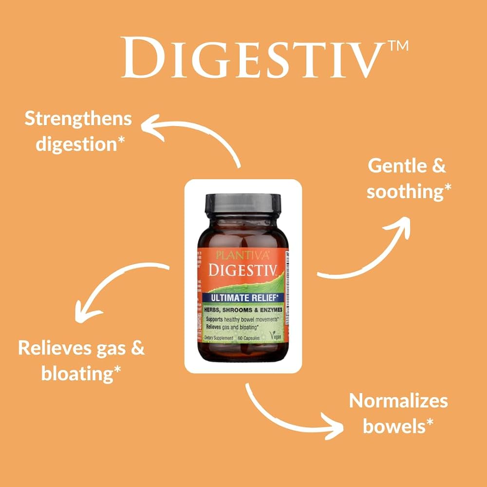 Plantiva Digestiv Multi-Enzyme Digestive Support - 60 Capsules - image 2