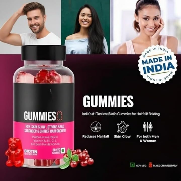 Generic Biotin Hair Gummies for Stronger, Shinier Hair & Nails - 30 Gummies - image 5