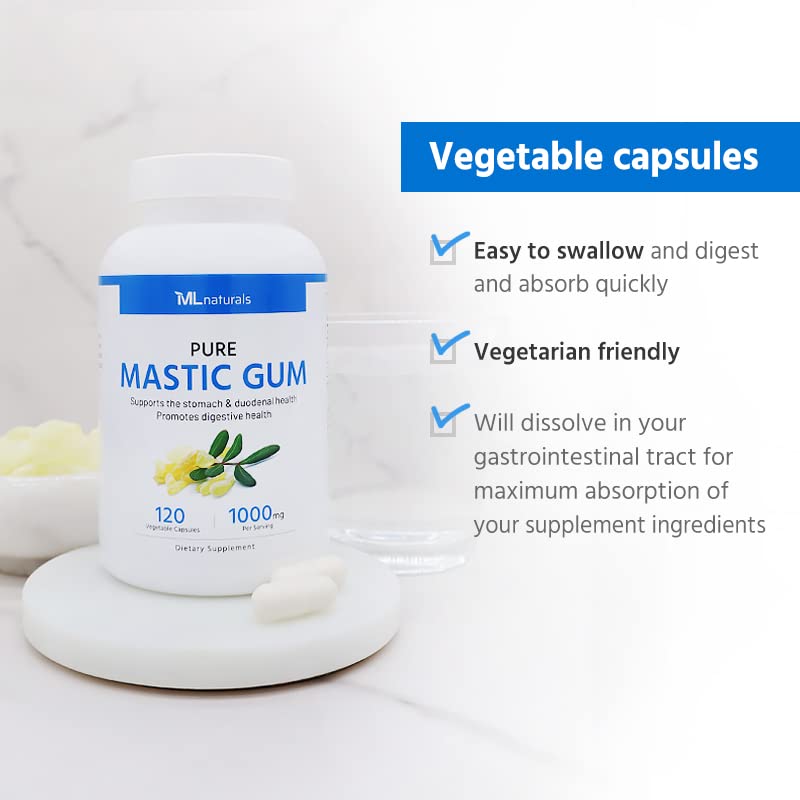 ML Naturals Mastic Gum 1,000mg - 240 Vegan Capsules - image 5