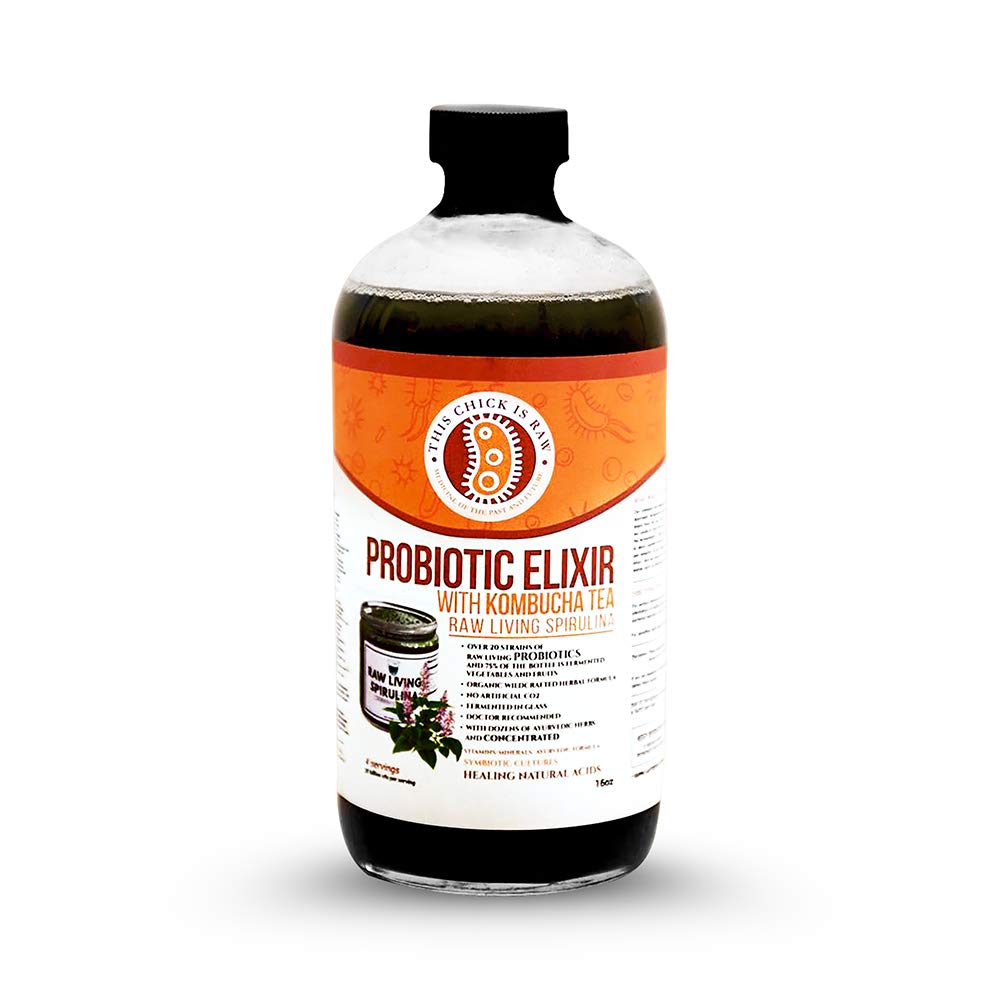 This Chick is Raw Spirulina Probiotic Elixir Kombucha Tea - 2 x 32oz