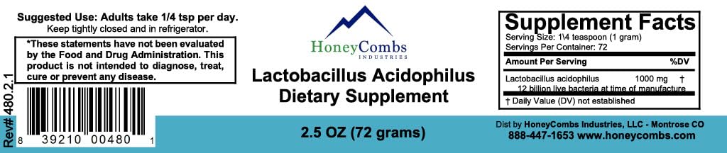HoneyCombs Lactobacillus Acidophilus Probiotic Powder - 2 oz - image 2