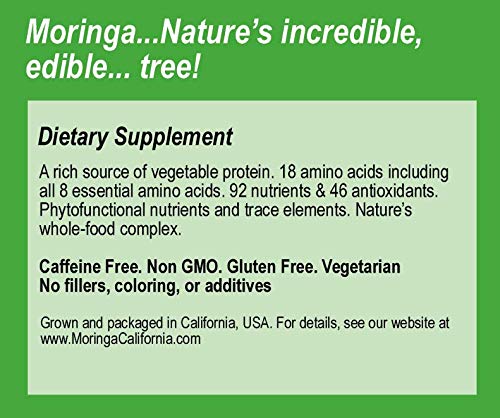 Moringa California Moringa Oleifera Powder - 100 Vegetarian Capsules - image 3