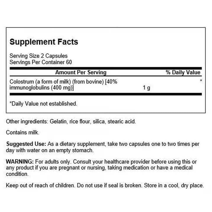 Swanson High IG Colostrum 500mg Immune Support - 120 Capsules - image 2