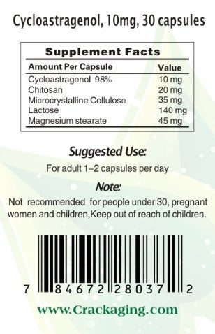 Crackaging Cycloastragenol 98% Cellular Vitality Supplement - 90 Capsules - image 2