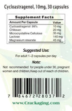 Crackaging Cycloastragenol 98% Cellular Vitality Supplement - 90 Capsules - image 2