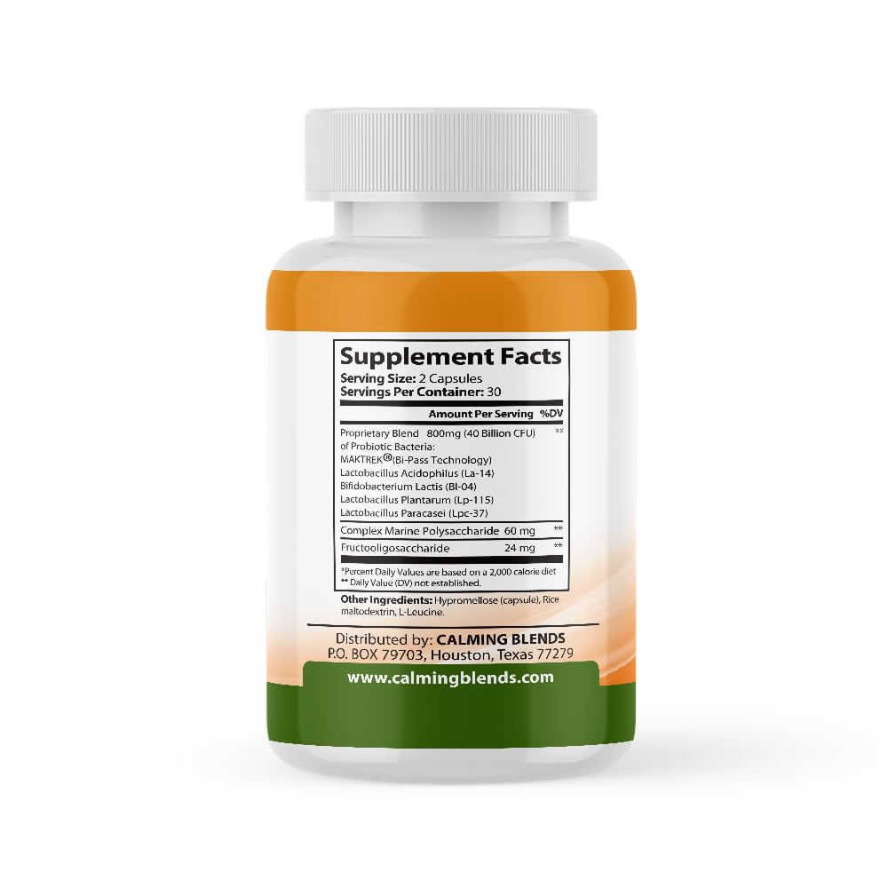CALMING BLENDS Probiotic 40 Billion CFU - 60 Vegetable Capsules - image 2