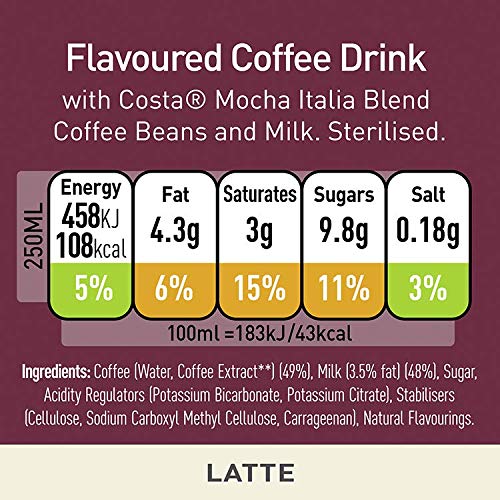 Costa Latte Coffee Drink - 12 x 250ml - image 2