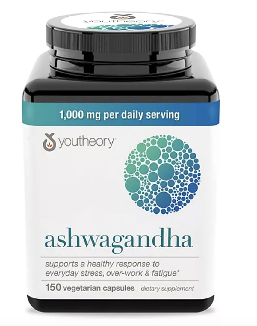 Youtheory Ashwagandha 1000mg Stress Relief - 150 Capsules