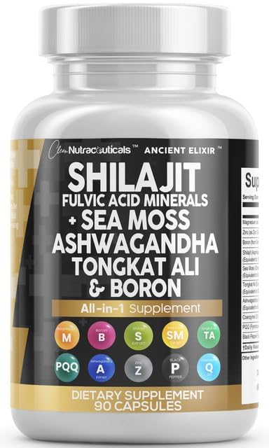 Clean Nutraceuticals Shilajit Supplement with Tongkat Ali - 90 Capsules
