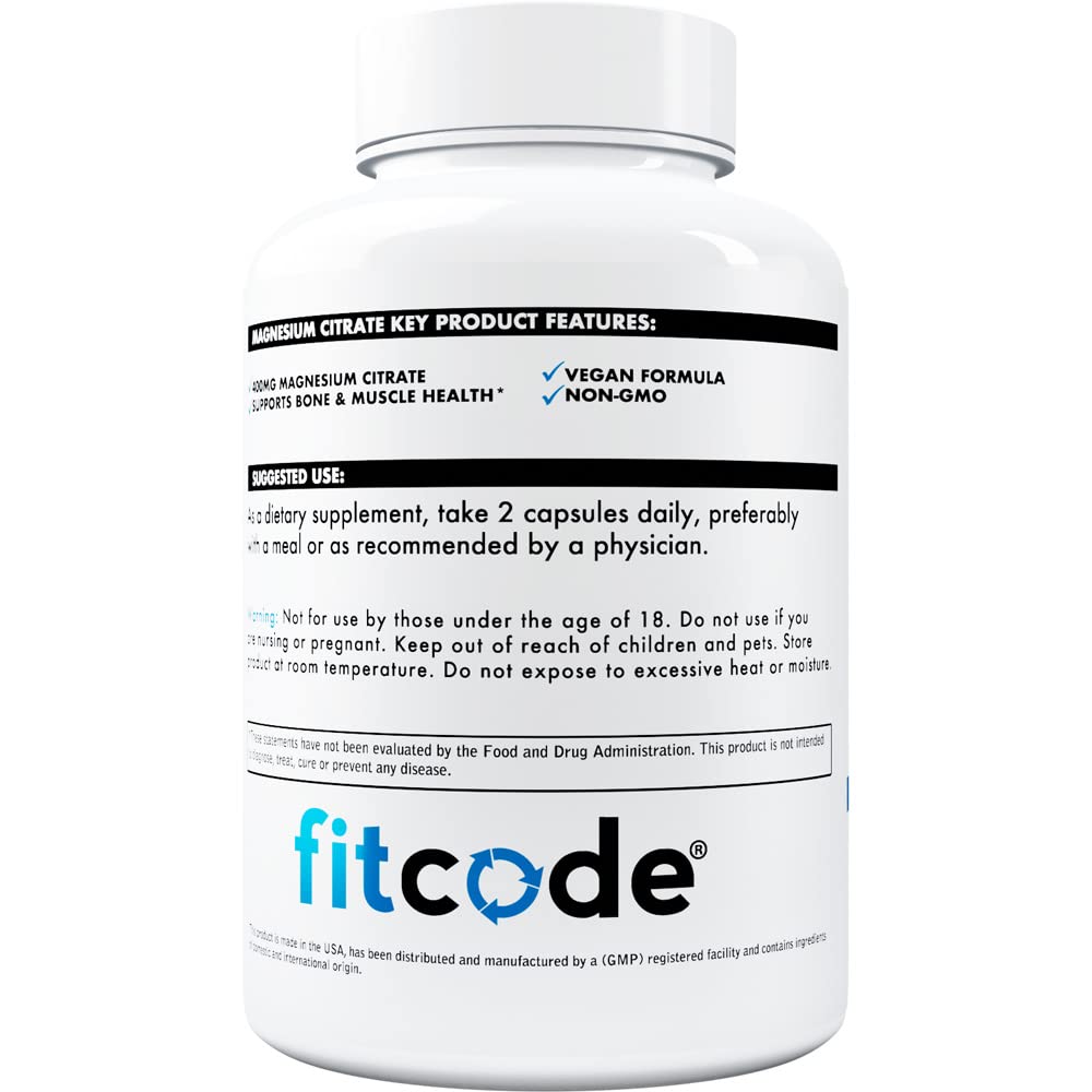 Fitcode Magnesium Citrate 400mg Capsules - 60 Vegetarian Capsules - image 3
