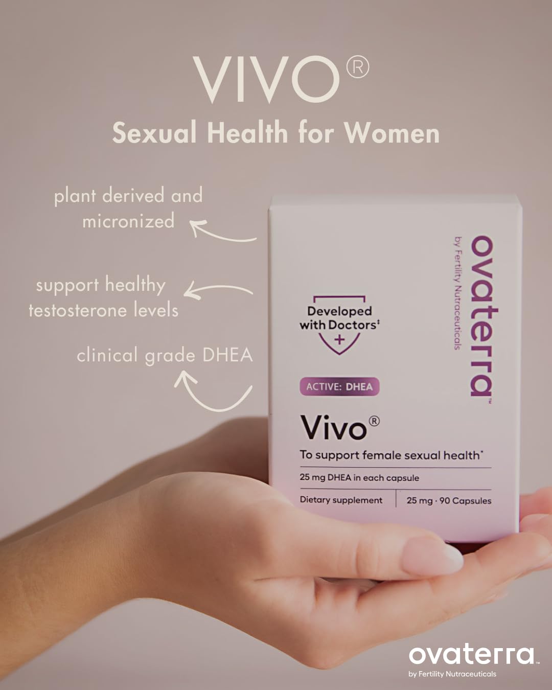 Ovaterra VIVO Micronized DHEA 25mg for Female Sexual Health - 90 Tablets - image 2