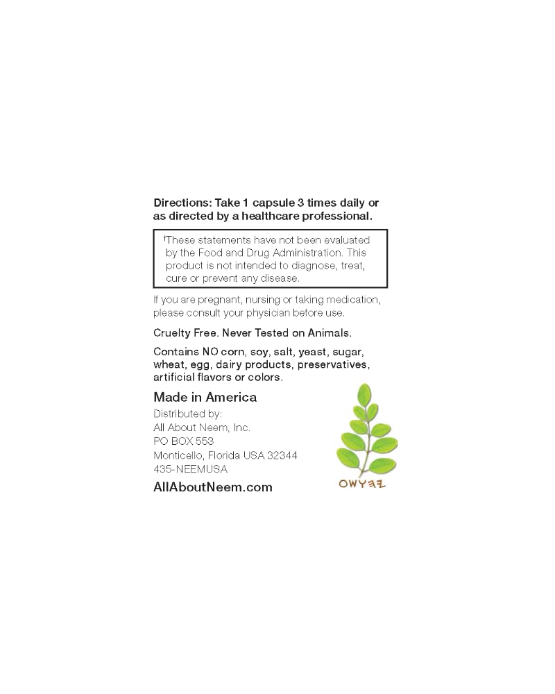 All About Neem Moringa Leaf Capsules Organic 400 mg - 120 Count - image 3