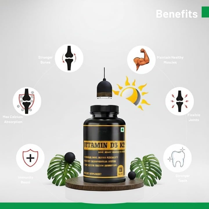Goldy Plant Based Organic Vitamin D3 + K2 Capsules - 120 Capsules - image 3