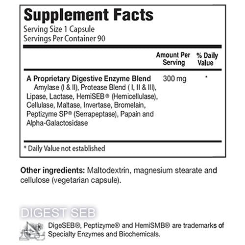 Natural Living Digest+SEB Digestive Enzymes - 90 Vegetarian Capsules - image 2