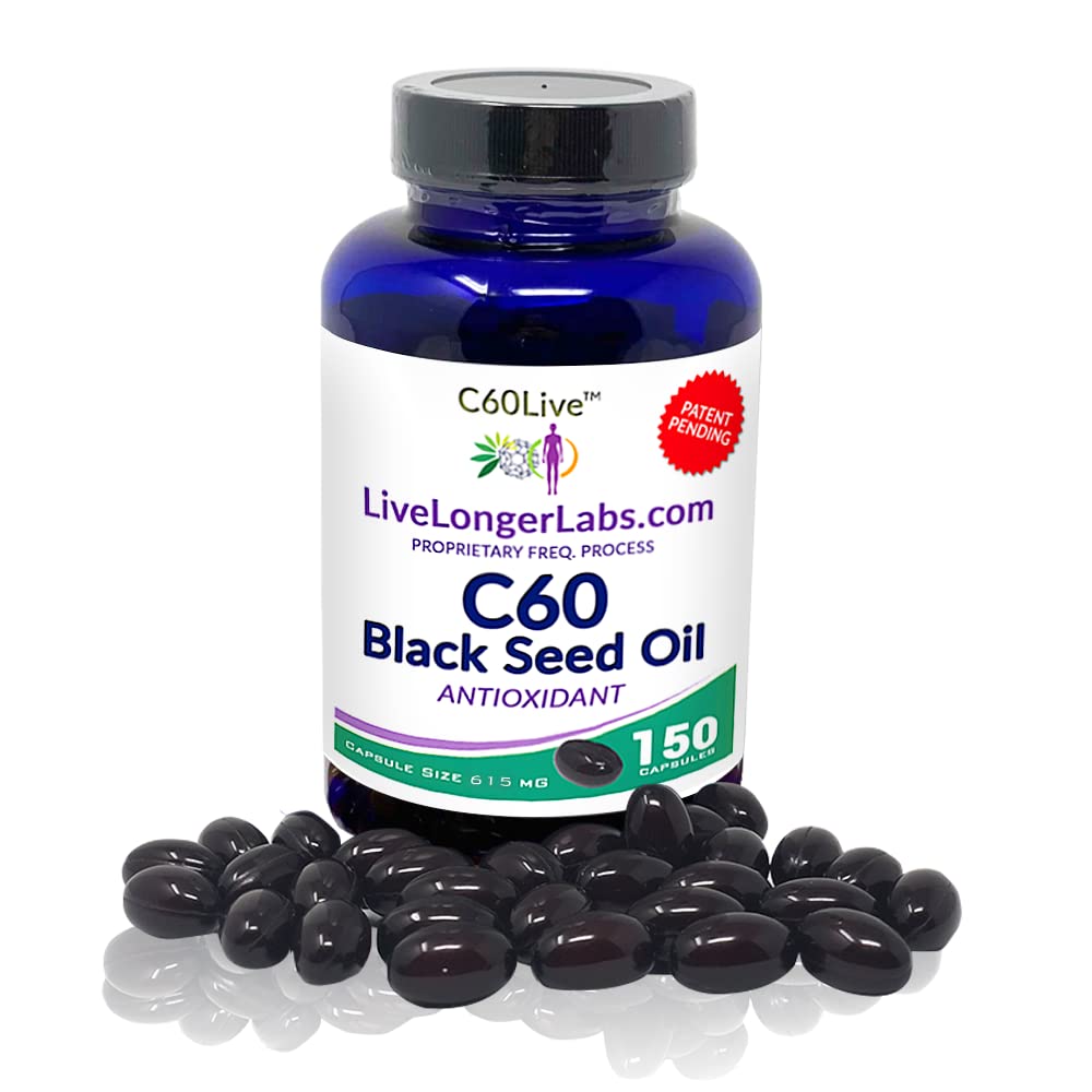 C60live Carbon 60 with Black Seed Oil Antioxidant - 150 Capsules