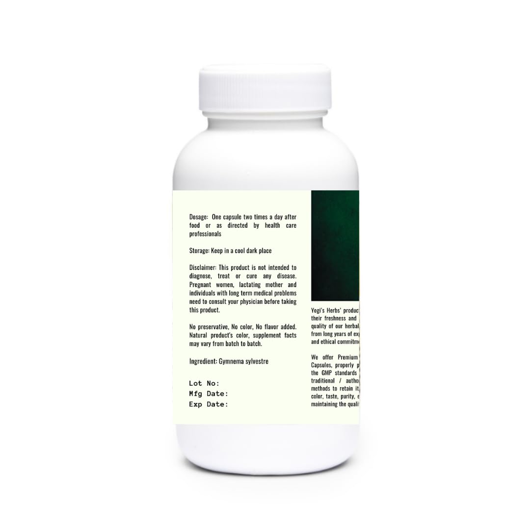 YOGIS HERBS Sirukurinjan Gymnema Sylvestre Capsules - 90 Vegetarian Capsules - image 2