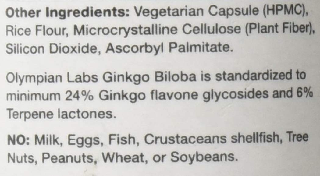 Olympian Labs Ginkgo Biloba Extract 60mg - 60 Vegetarian Capsules - image 4