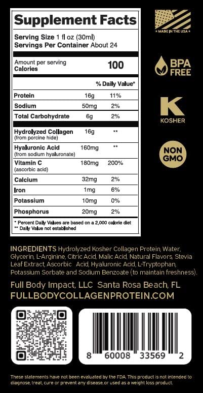 FULL BODY IMPACT Liquid Collagen Protein with Hyaluronic Acid - 24 Fl Oz - image 6