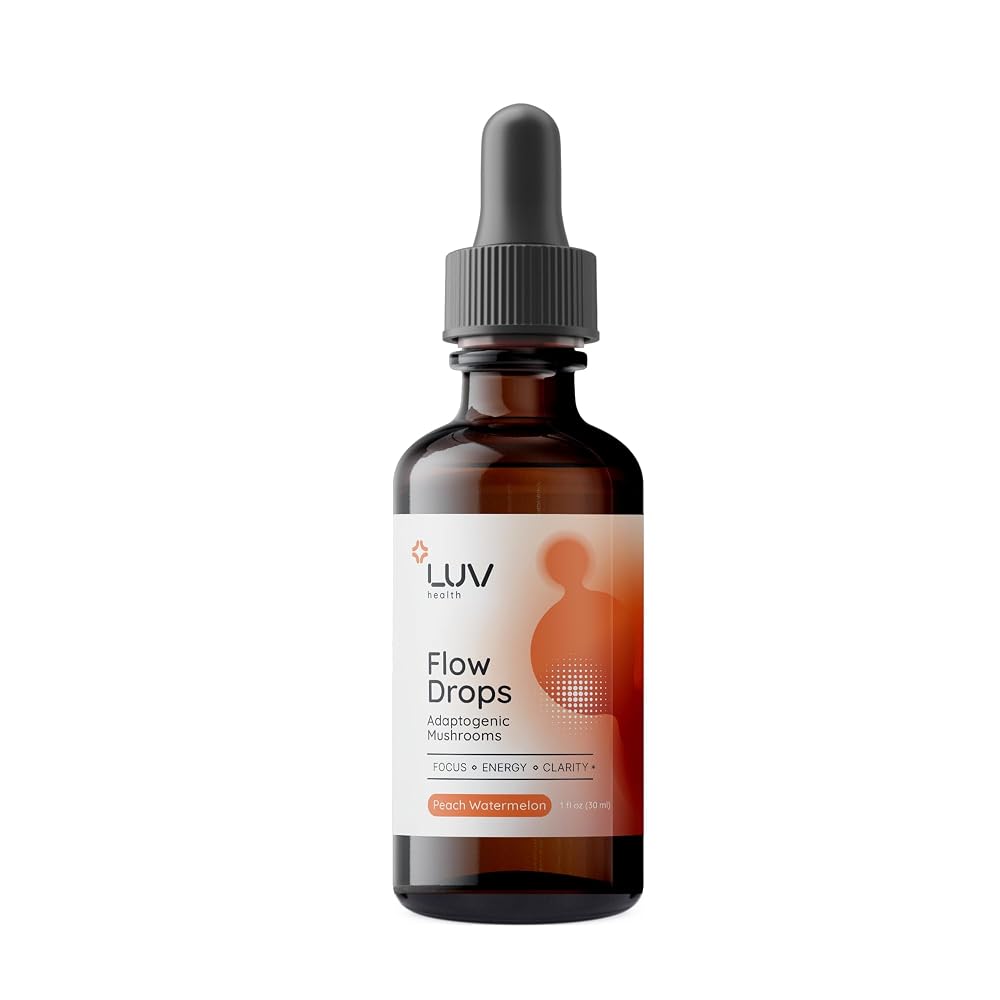 Flow Drops LUV Health Energy Supplement with Adaptogenic Mushrooms - 30 Servings