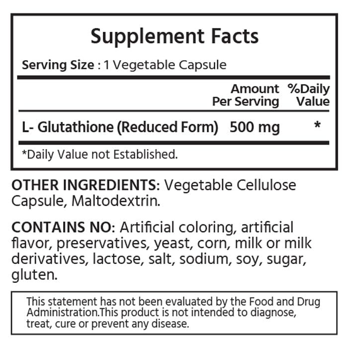 ML Naturals L-Glutathione 500mg Immune & Antioxidant - 120 Vegetable Capsules - image 2