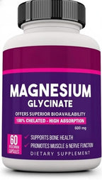 Nutrition Magnesium Glycinate 600mg Bone Health - 60 Vegetarian Capsules