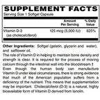 BariatricPal Vitamin D-3 125mcg (5000 IU) - Easy Swallow Vegetarian Softgels by