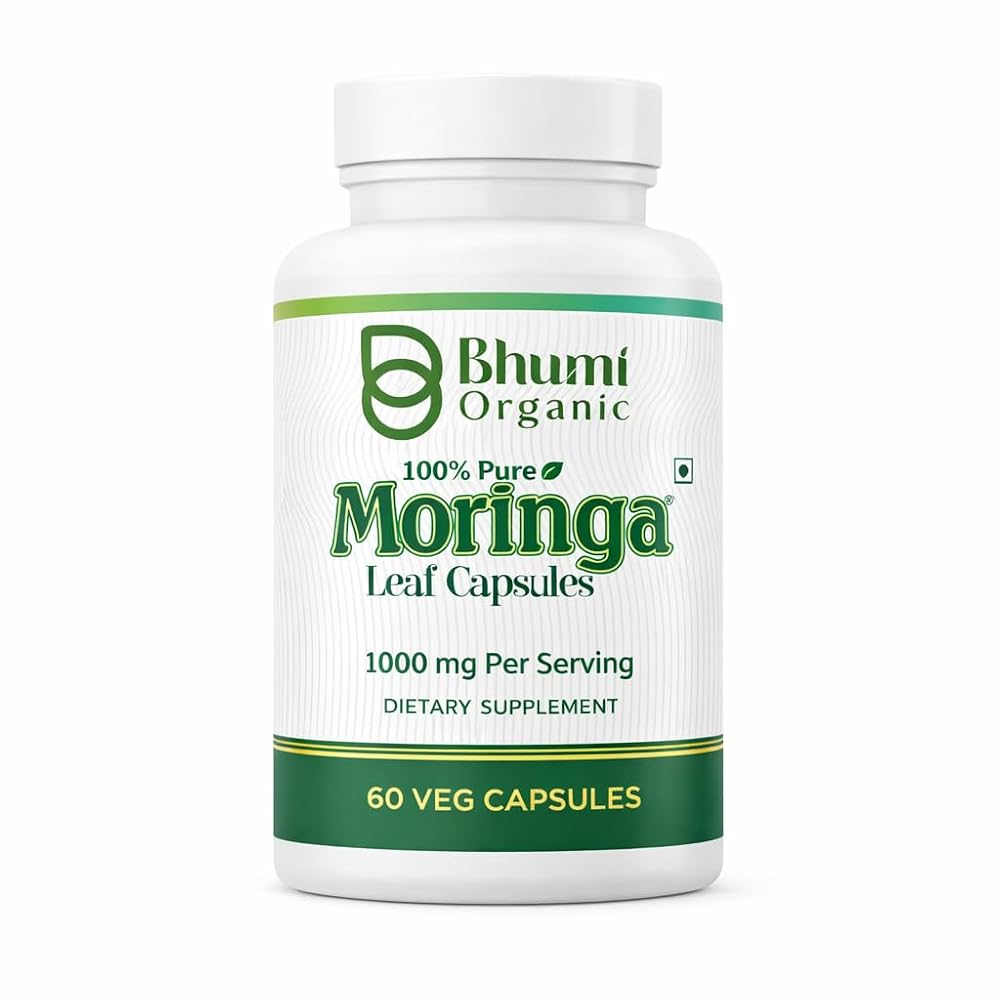 Bhumi Organic Moringa Powder Capsules - 800mg of Pure Nutrient-Rich