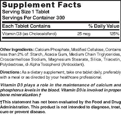 Nature's Blend Vitamin D3 1000 IU - 300 Tablets - image 3