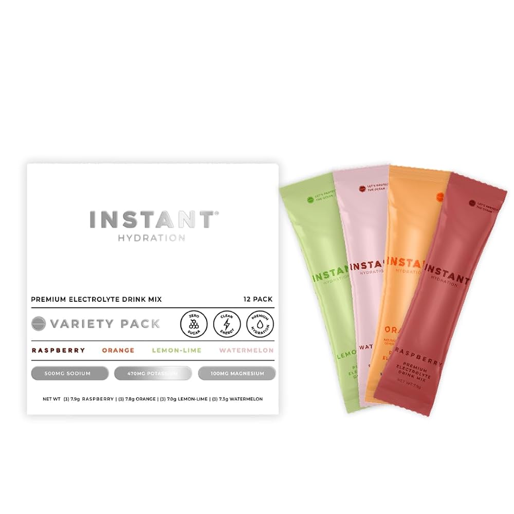 Instant Hydration Electrolytes Powder Packets Variety Pack - 12 Sticks