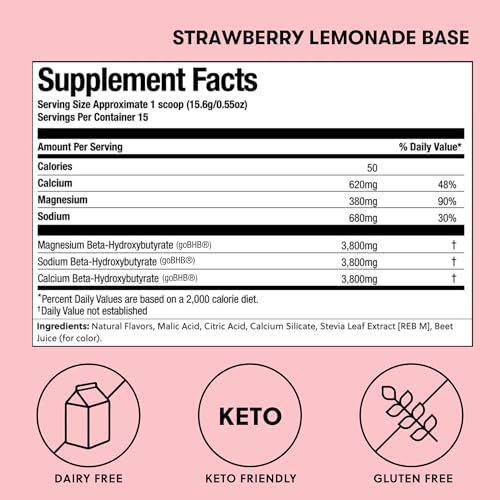 Perfect Keto Exogenous Ketones Powder Strawberry Lemonade - 8.3 oz - image 5