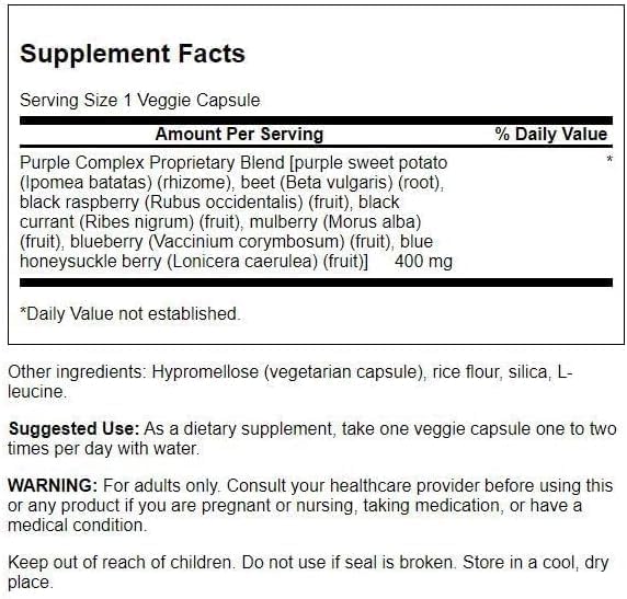 Swanson Whole Food Purple Antioxidants Complex 400 mg - 60 Vegetarian Capsules - image 2