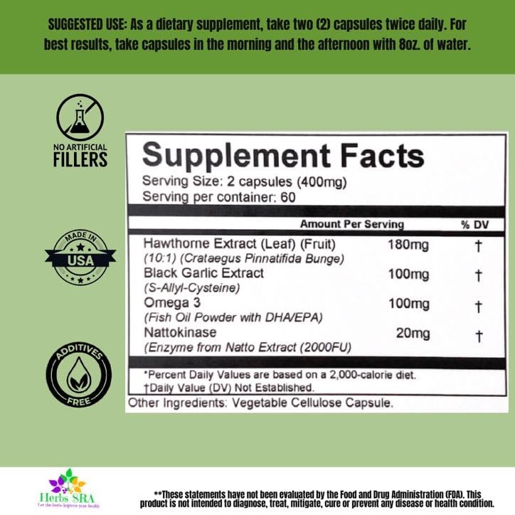 Herbs SRA Cardioclean Cardiovascular Health Support - 120 Vegetarian Capsules - image 4