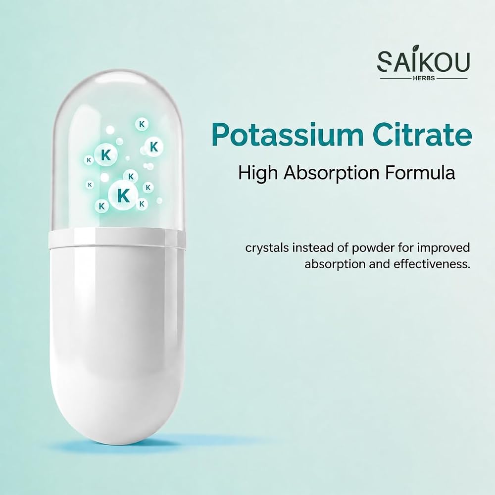 SAIKOU HERBS Potassium Supplement 800 mg High Absorption Potassium