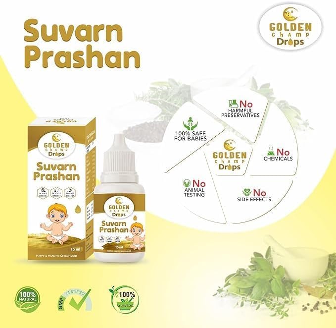 HENU Swarna Prashana Drops with Gold Ash Ayurvedic - 15 ml - image 3