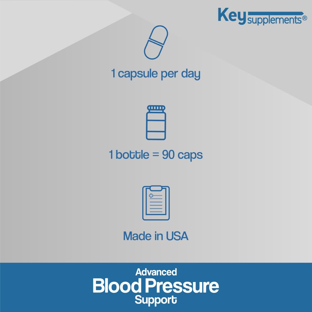 Keysupplement Blood Pressure Support Cardiovascular Health - 90 Capsules - image 3