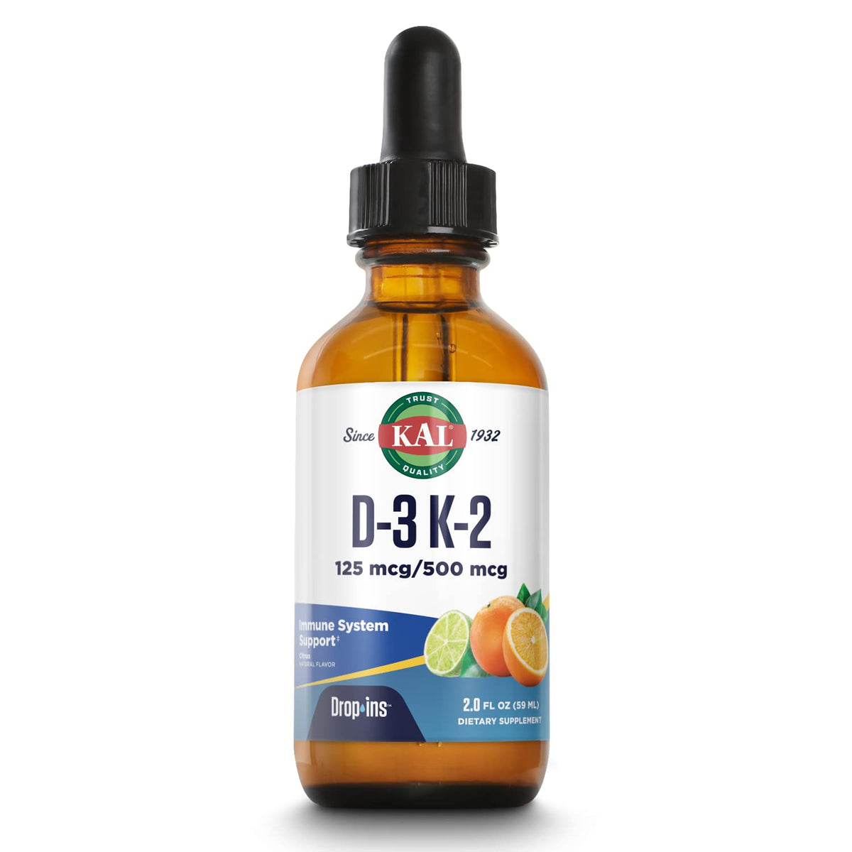 KAL D3 K2 DropIns 5000 IU/500 mcg Bone Support - 2 fl oz