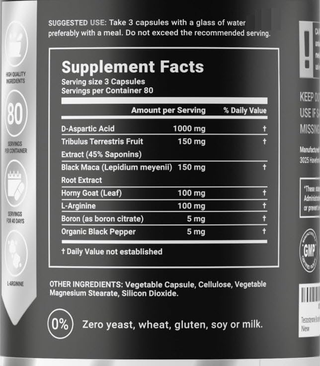 B Life Company Testosterone Booster for Men - 240 Capsules - image 2