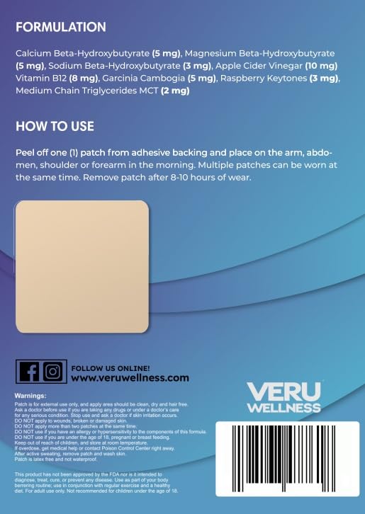 Veru Wellness Apple Cider Vinegar MCT Oil Keto Support Patches - 60 Count - image 2