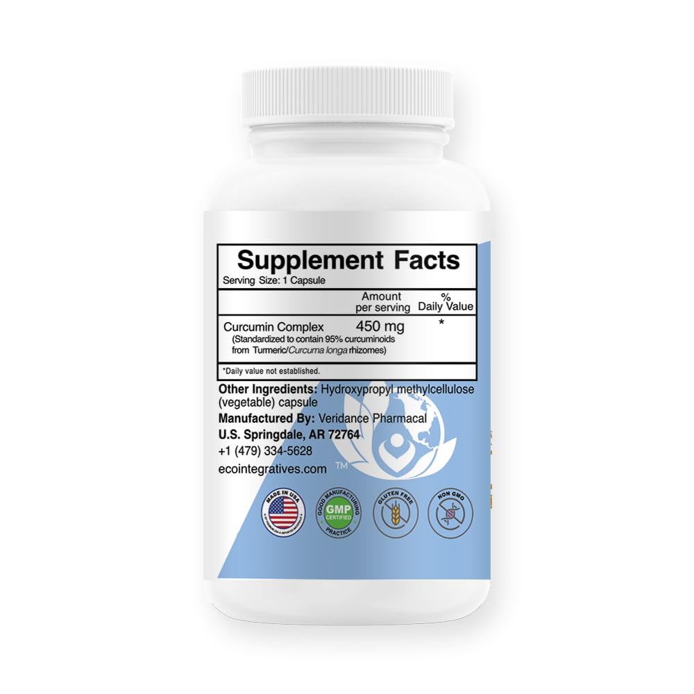 EcoIntegratives Turmeric Curcumin Complex - 100 Vegetable Capsules - image 2