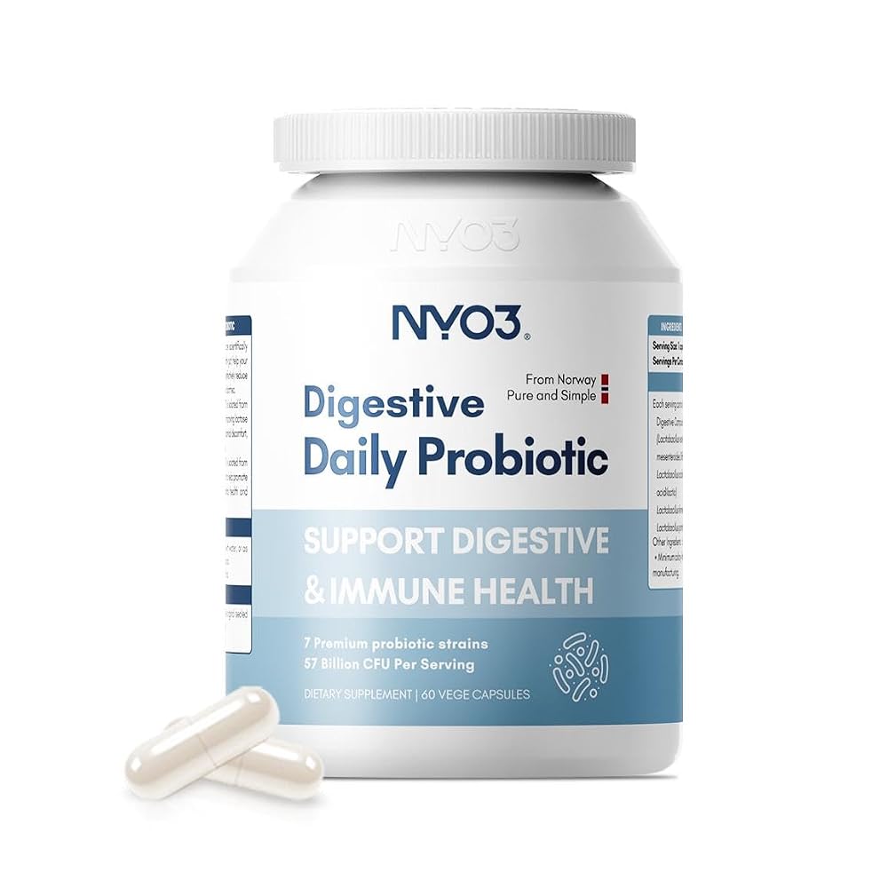 NYO3 Digestive Probiotics 57 Billion CFU Bloat Relief - 60 Capsules